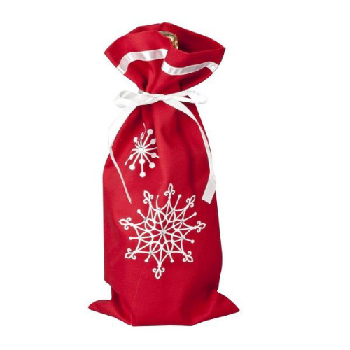 Изображение Чехол для шампанского на новый год Снежинки, красный