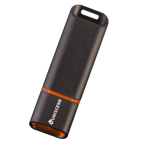 Изображение Флешка Uniscend Slalom USB 3.0, черная с оранжевым, на 16 Гб