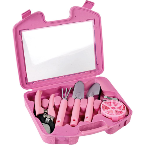 Изображение Набор садовых инструментов в чемодане, розовый
