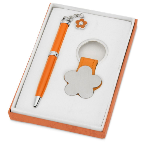 Изображение Подарочный набор Цветок: ручка и брелок оранжевые