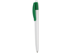 Ручка пластиковая шариковая Пиаф, белая с зелёным