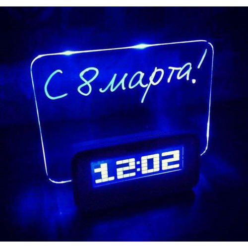 Изображение Светящиеся часы будильник с доской для записей