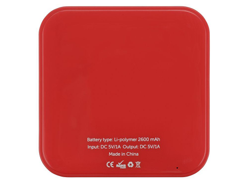 Изображение Портативное зарядное устройство Квадрум, 2600 mAh красное