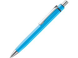 Ручка металлическая шариковая шестигранная Six голубой