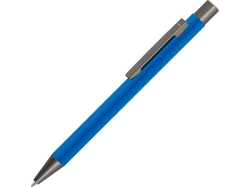 Ручка металлическая шариковая STRAIGHT GUM soft-touch с зеркальной гравировкой cиняя