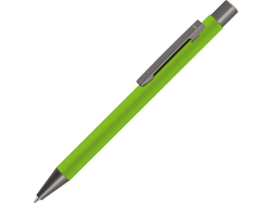 Ручка металлическая шариковая STRAIGHT GUM soft-touch с зеркальной гравировкой зеленое яблоко
