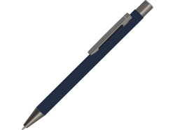 Ручка металлическая шариковая STRAIGHT GUM soft-touch с зеркальной гравировкой темно-cиняя