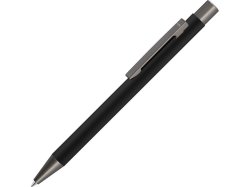 Ручка металлическая шариковая STRAIGHT GUM soft-touch с зеркальной гравировкой черная