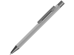 Ручка металлическая шариковая STRAIGHT GUM soft-touch с зеркальной гравировкой серая