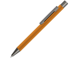 Ручка металлическая шариковая STRAIGHT GUM soft-touch с зеркальной гравировкой оранжевая
