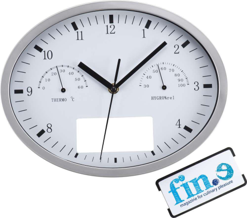 Изображение Часы настенные INSERT3 с термометром и гигрометром, белые