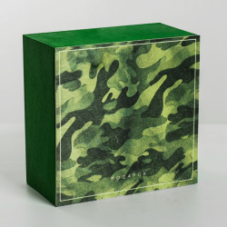 Коробка деревянная подарочная Хаки, 20x20x10 см