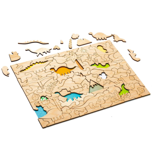 Изображение Развивающий эко-пазл Wood Games, динозавры