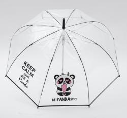 Зонт трость с прозрачным куполом "Панда"