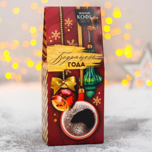 Изображение Кофе молотый Бодрящего года,  в коробке, со вкусом амаретто, 100 г