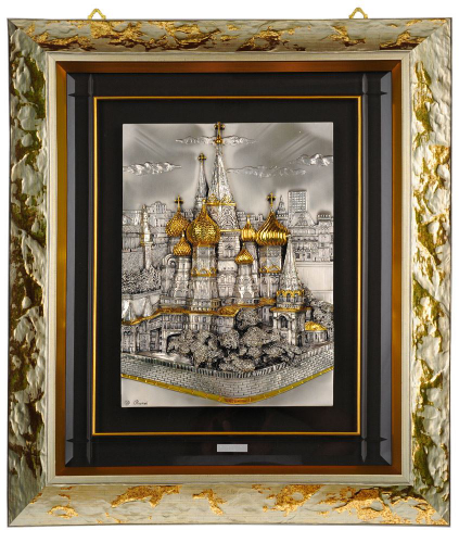 Изображение Картина на серебре «Собор Василия Блаженного»