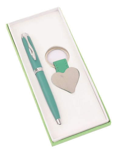 Изображение Набор: шариковая ручка, брелок «Сердце», зеленый