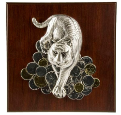 Плакетка большая Тигр на монетах, Astra