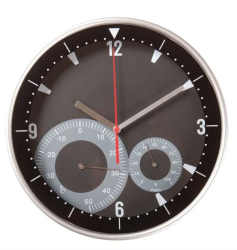 Часы настенные с термометром и гигрометром черные