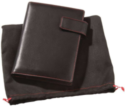 Блокнот кожаный Viaggi, черный с красной отделкой