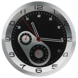 Часы настенные с термометром и гигрометром серебристые