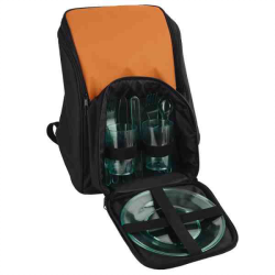 Рюкзак для пикника с термоизоляцией и набором посуды на 2 персоны, оранжевый