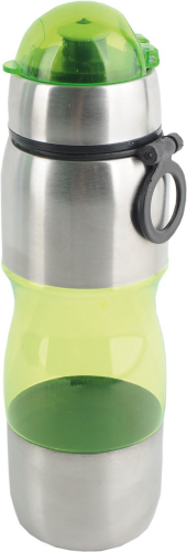 Изображение Спортивная бутылка с карабином для воды Движение, непроливайка, зеленая