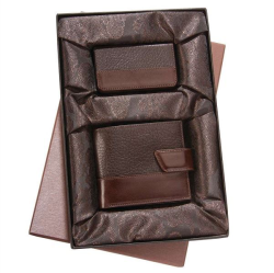 Набор Alvaro: кожаное портмоне и футляр для визиток, коричневый