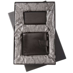 Набор Alvaro: кожаное портмоне и футляр для визиток, черный