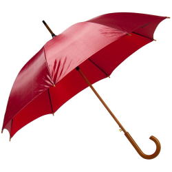 Зонт трость с деревянной ручкой, полуавтомат, бордовый