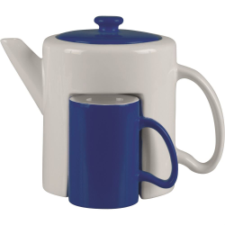 Подарочный чайный набор: чайник, 2 чашки Триптих, синий
