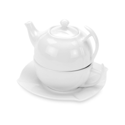 Набор Эгоист: чайник и чашка, фарфор, белый