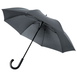 Зонт трость Alessio, черный с серым, полуавтомат, антишторм