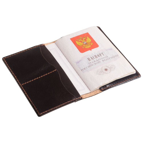 Изображение Обложка для паспорта кожаная Exclusive, коричневая