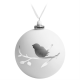 Изображение Елочный шар с фигуркой «Снегирь на ветке», 10 см, белый с серебристым