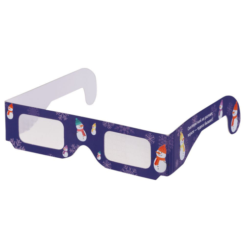 Изображение Новогодние 3D очки «Снеговики», синие
