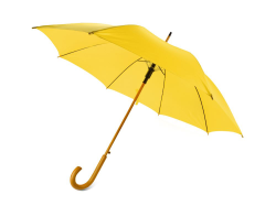 Зонт трость с деревянной ручкой Радуга, желтый