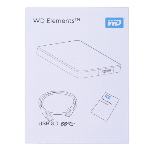 Изображение Внешний диск WD Elements, USB 3.0, 1000 Гб, черный