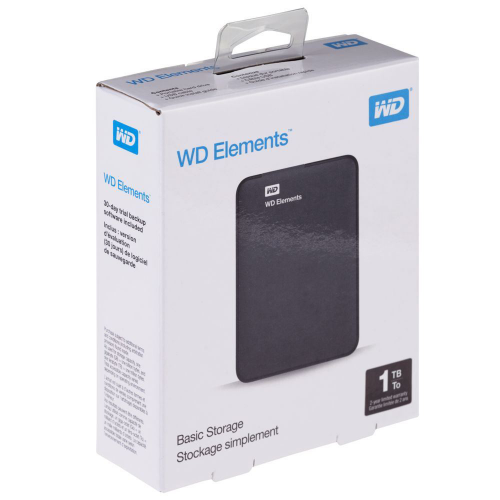 Изображение Внешний диск WD Elements, USB 3.0, 1000 Гб, черный