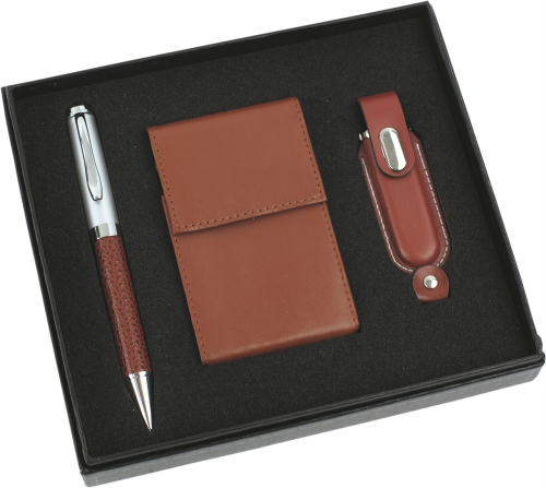 Изображение Подарочный набор Мокко: шариковая ручка, визитница и флешка