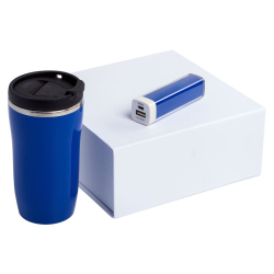 Набор Non Stop синий: термостакан и внешний аккумулятор