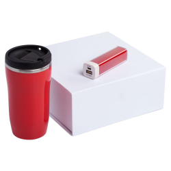 Набор Non Stop красный: термостакан и внешний аккумулятор