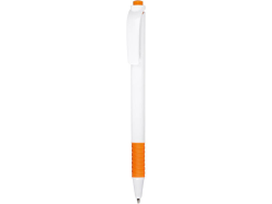Ручка пластиковая шариковая Эрнхардт, белая с оранжевым