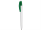 Изображение Ручка пластиковая шариковая Пиаф, белая с зелёным