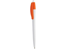 Ручка пластиковая шариковая Пиаф, белая с оранжевым