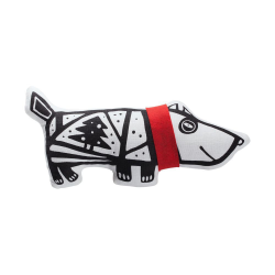 Игрушка Собака в шарфе, малая, белая с красным