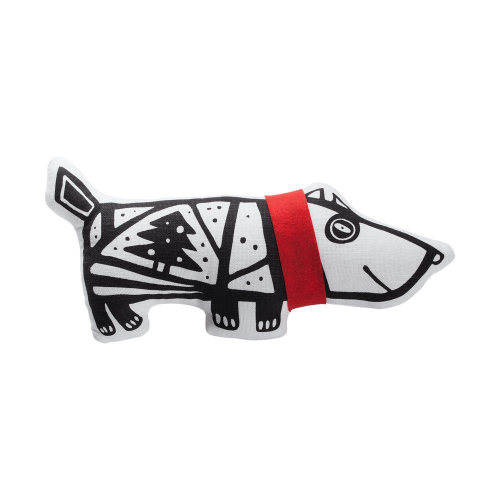 Изображение Игрушка подушка Собака в шарфе, большая, белая с красным