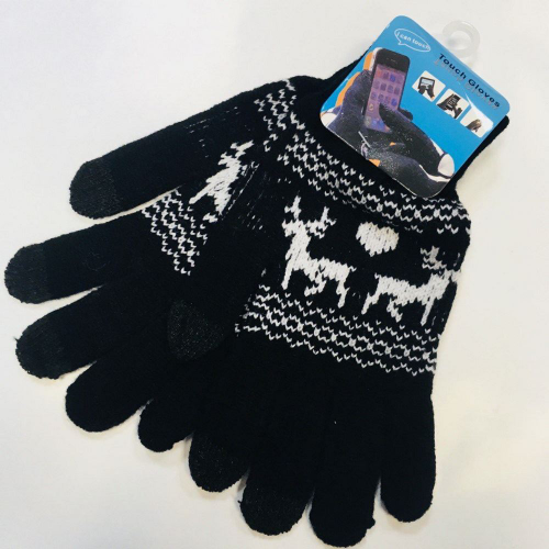 Изображение Сенсорные перчатки с оленями, черные