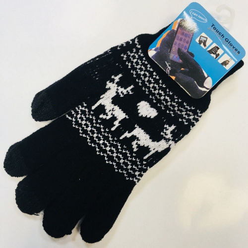 Изображение Сенсорные перчатки с оленями, черные