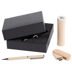 Набор Wood: аккумулятор, ручка и флешка на 8 Гб